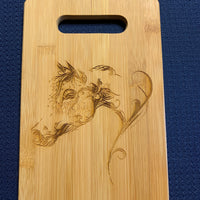 Beautiful Horse Head Design Bamboo Cutting Board