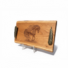 Horse and butterflies Cherry live edge tray with feather handles