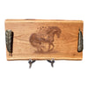 Horse and butterflies Cherry live edge tray with feather handles