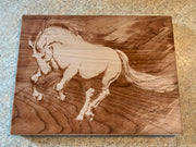 Andalusian leaping on a Cherry Cutting Board