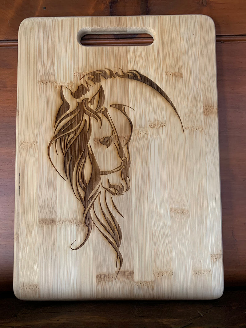 Horse Tree Design Bamboo Cutting Board