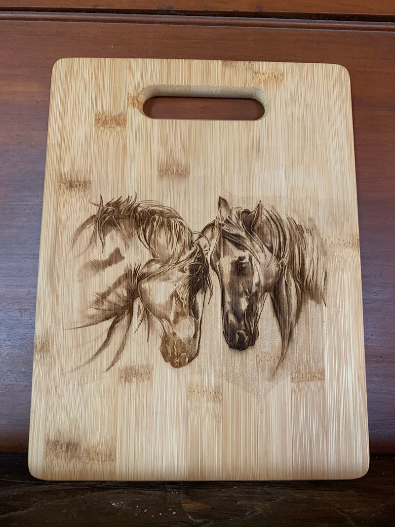 Horse Tree Design Bamboo Cutting Board