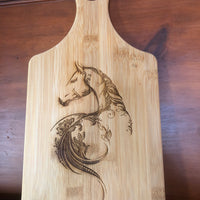 Bamboo Cutting Board with Horse looking backwards