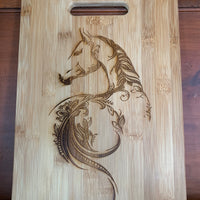 Bamboo Cutting Board with Horse looking backwards