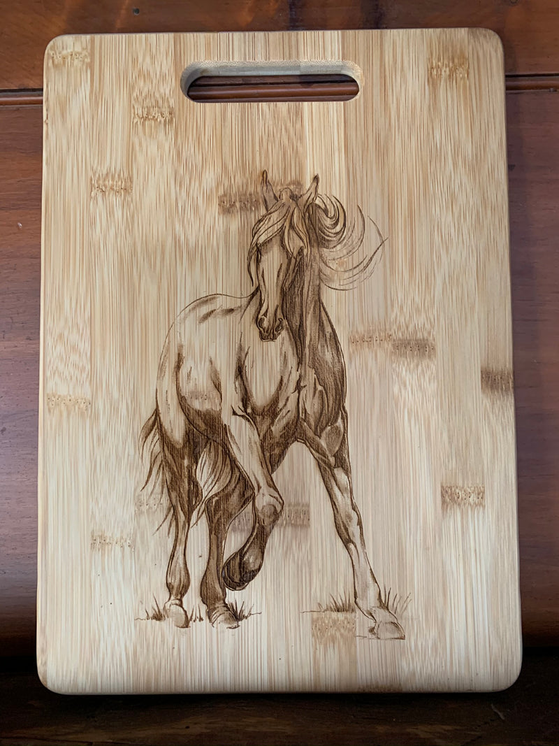 Small Horse Design Bamboo Cutting Board FREE SHIPPING Unique Gift