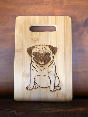 Pug Design Bamboo Cutting Board